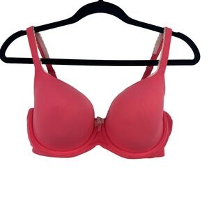 Victoria's Secret Pink Lace W Bow Lined Demi Bra Wired Push Up Women's 36DD